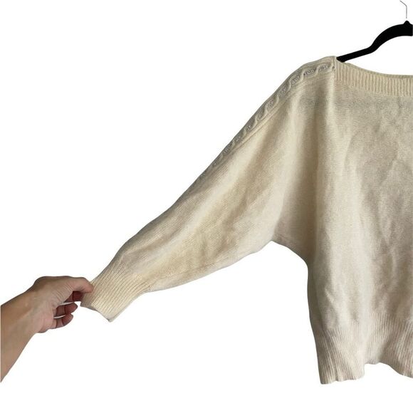 PHILLIPE RONSARD PARIS Vintage Lambswool Rabbit Hair Boatneck Sweater Cream M - Picture 3 of 10